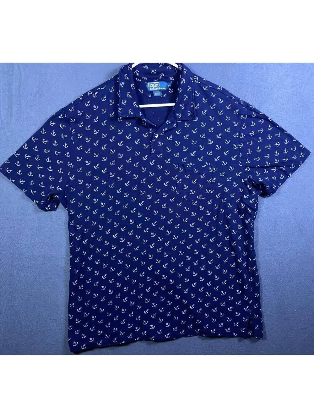 Ralph Lauren Navy Blue Anchor Print Polo